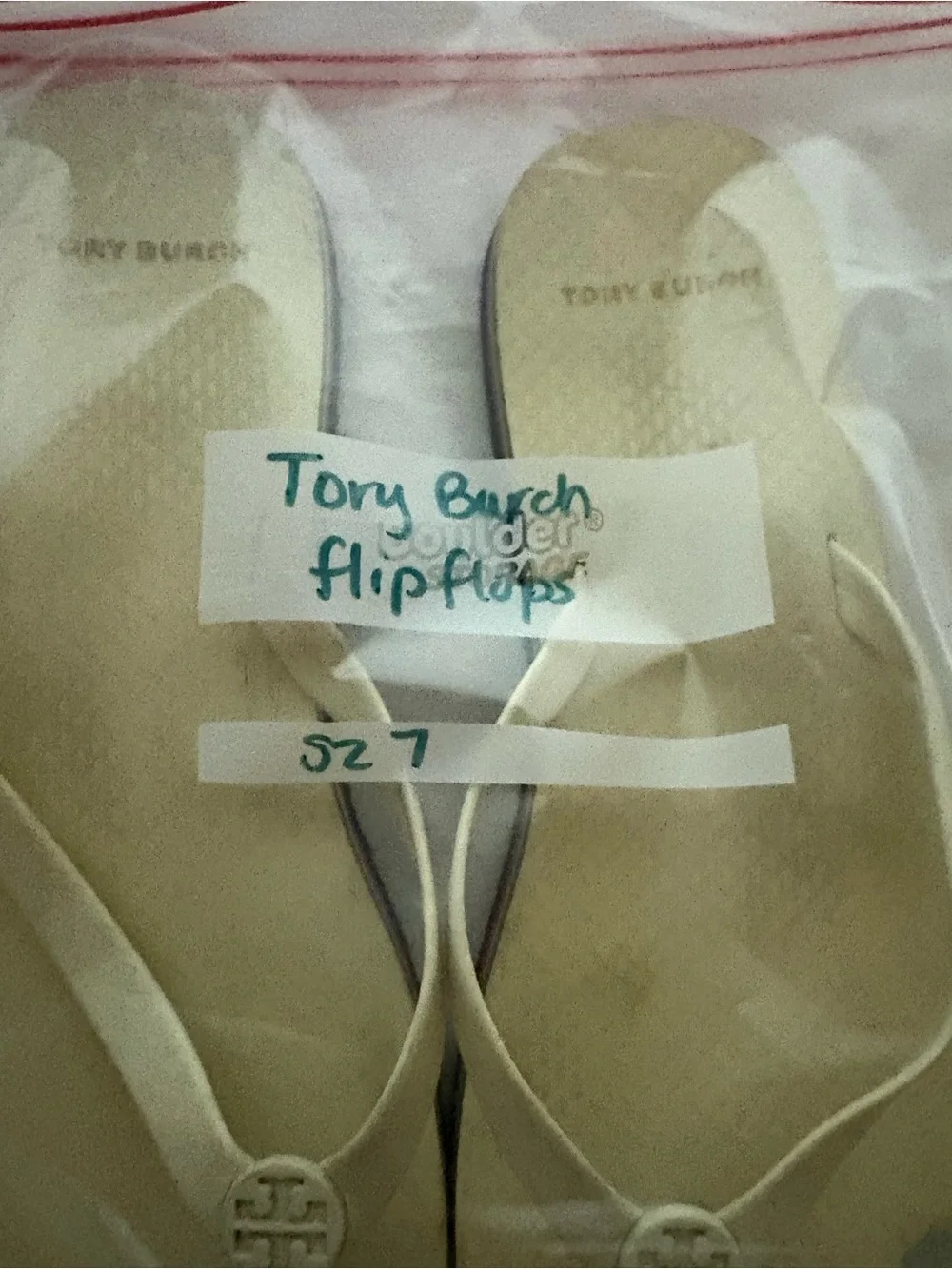 Tory Burch Cream Logo Thong Sandals